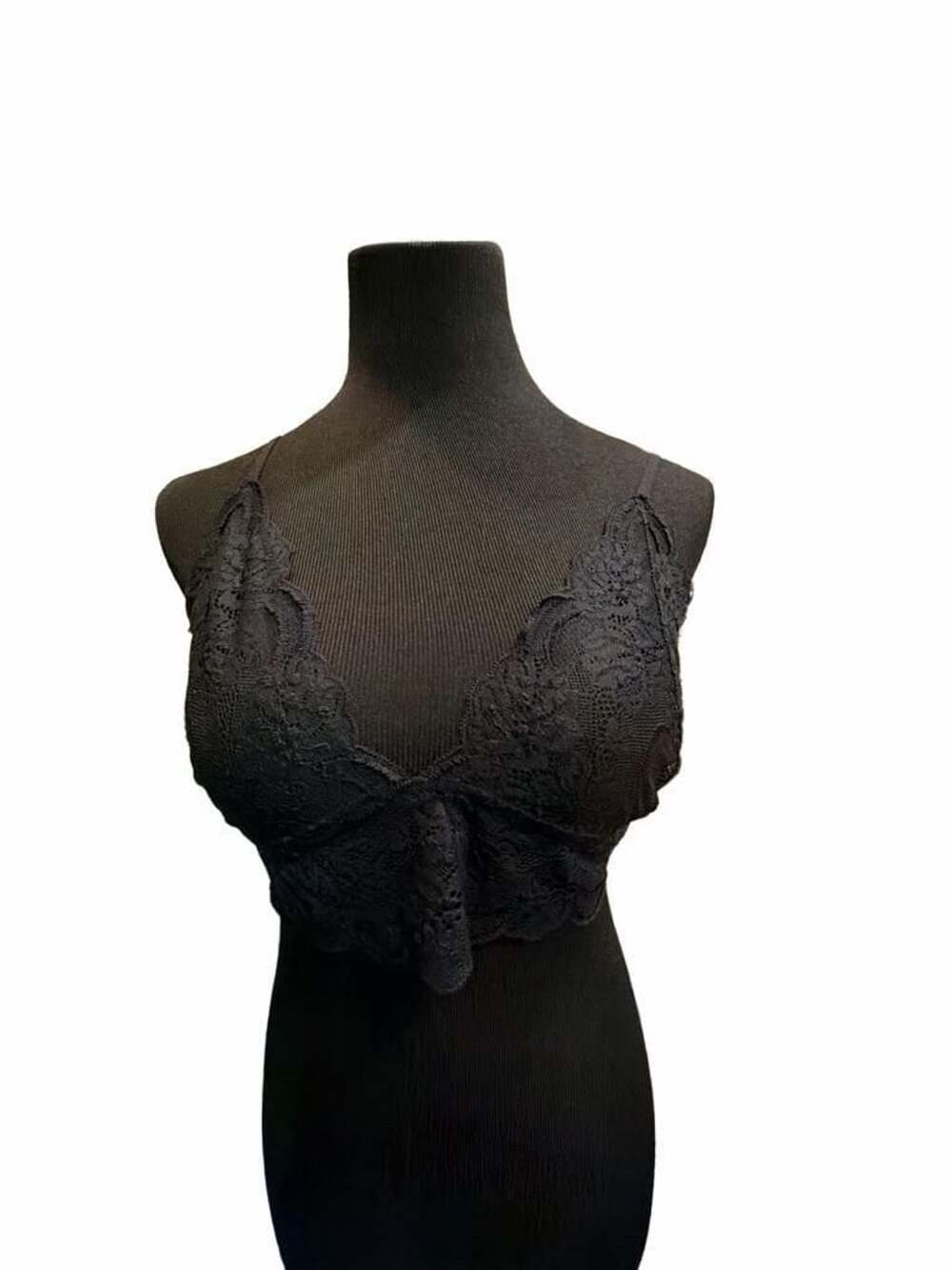 778 Free People Intimately Bralette Black Lace Size M